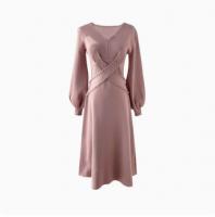 2022 New Dress Women's Medium Long Slim Brilliant Diamond V-Neck Dress Sexy in Autumn