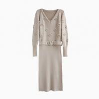 2022 New Spring Gentle Dress Children's Slim Wrap Hip Knitted Dress Medium Long
